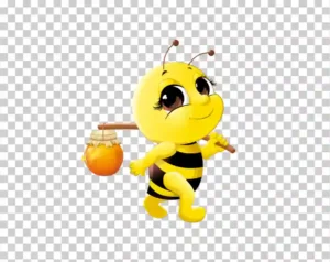 Illustration of a bee holding honey