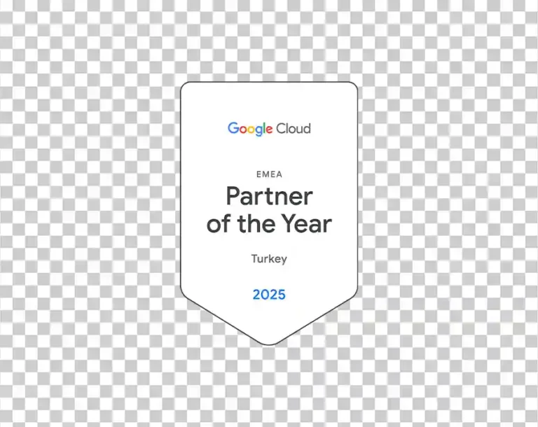 A Google Cloud award badge that says "EMEA Partner of the Year" and "Turkey 2025".