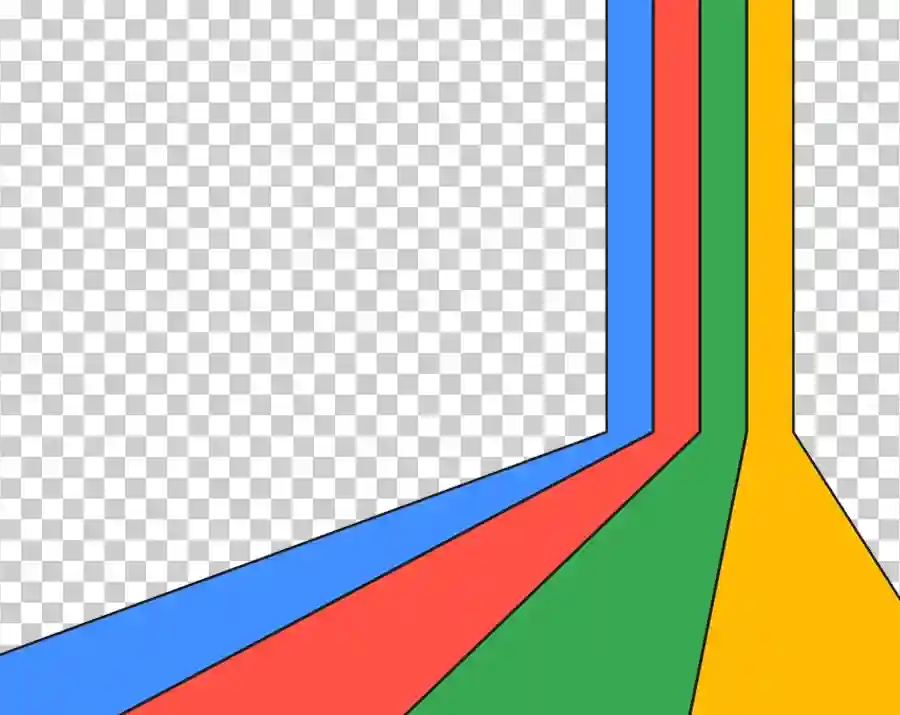An abstract design with flowing lines in Google's brand colors (blue, red, green, and yellow) moving from the bottom-left to the top-right.