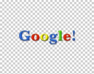 The "Google!" logo with bold, serif, 3D-effect letters and a drop shadow, using the color scheme of blue, red, yellow, blue, green, and red, ending with an exclamation mark.
