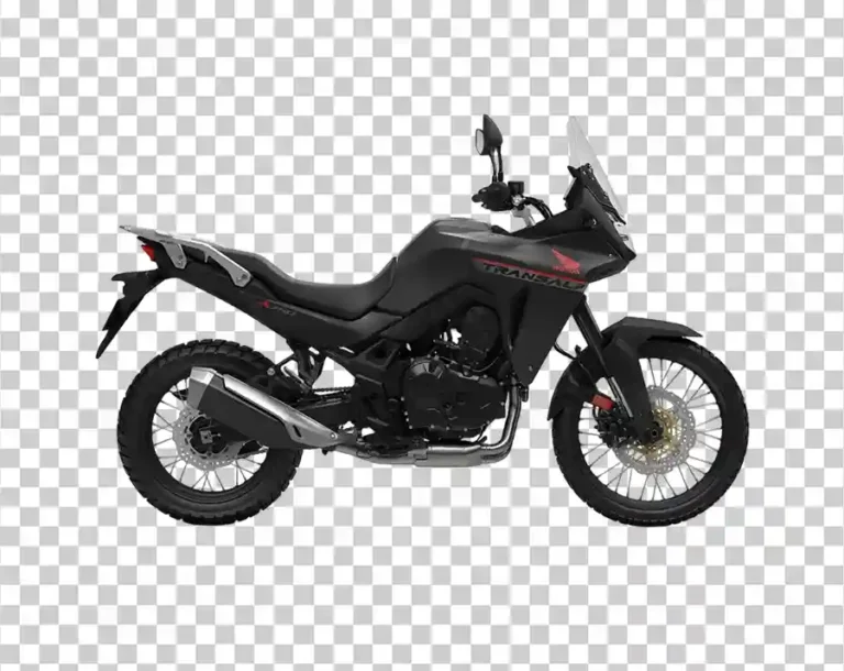 A side view of a dark gray Honda XL750 Transalp adventure motorcycle.