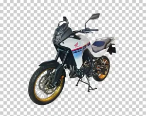 A front-quarter view of a dark gray Honda XL750 Transalp motorcycle.