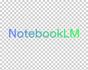 The "NotebookLM" wordmark featuring a vibrant color gradient that transitions from blue tones on the left to green tones on the right.