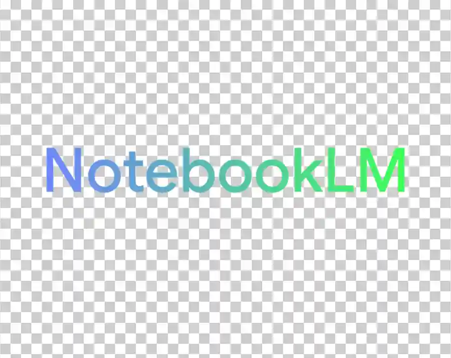The "NotebookLM" wordmark featuring a vibrant color gradient that transitions from blue tones on the left to green tones on the right.