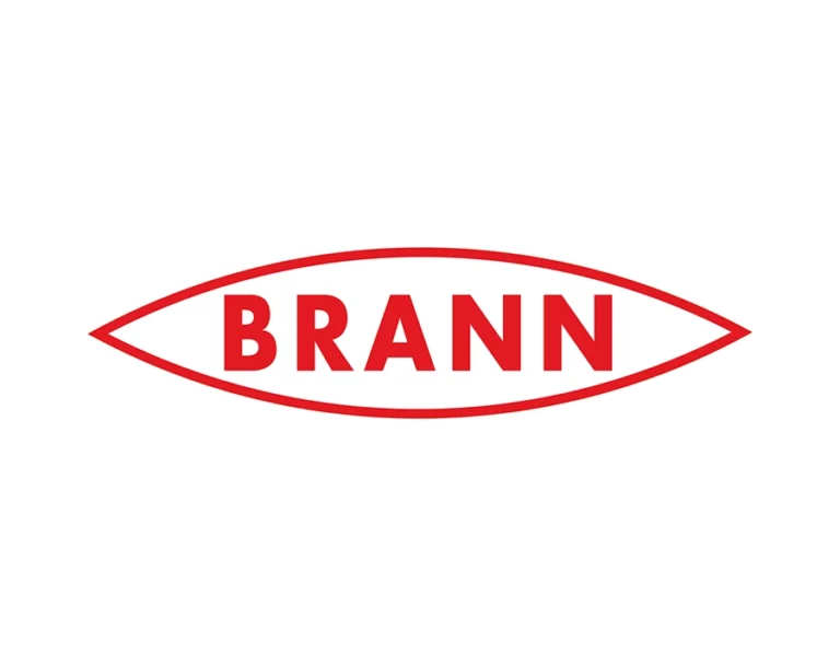 SK Brann Football Club Logo, Featuring the Word "BRANN" in Bold Letters within a Horizontal, Red, Eye-Shaped Outline on a White Background.