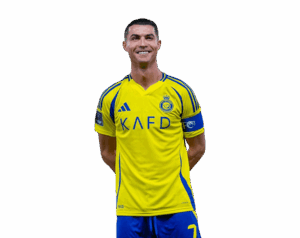 Smiling Cristiano Ronaldo in Al-Nassr Jersey Render PNG