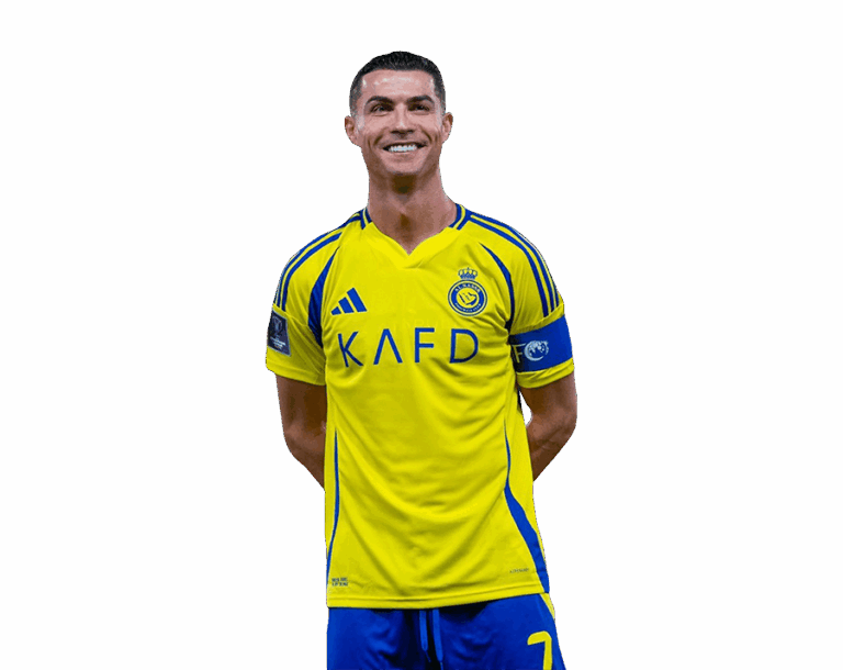 Smiling Cristiano Ronaldo in Al-Nassr Jersey Render PNG