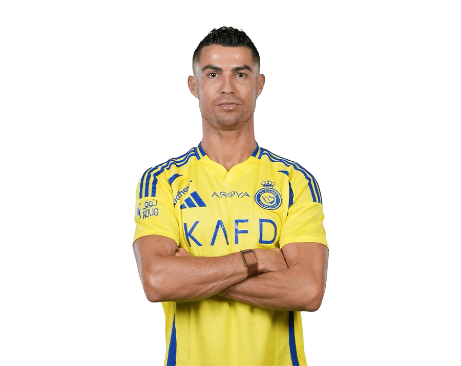 Cristiano Ronaldo Standing with Crossed Arms in Yellow Al-Nassr Jersey Render PNG