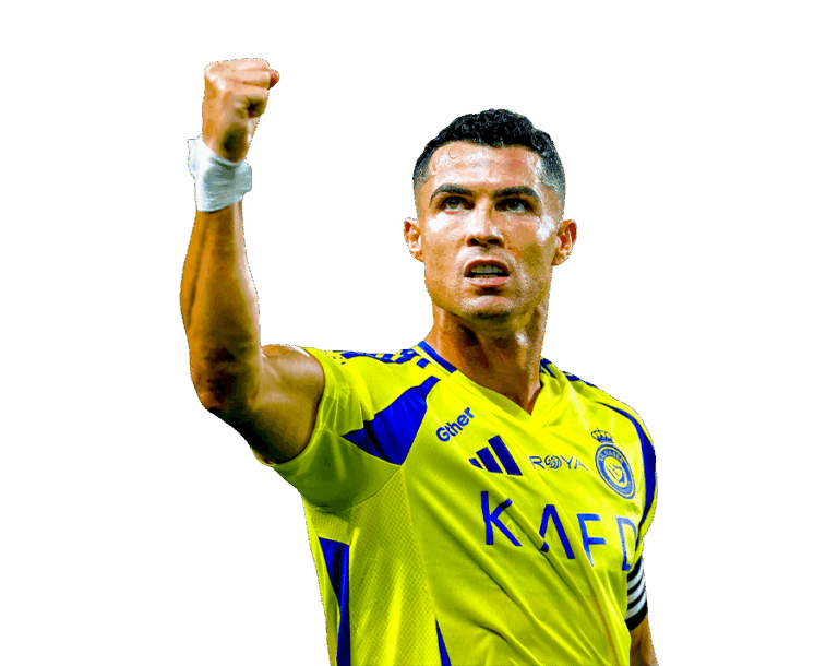Cristiano Ronaldo with Fist Pump in Yellow Al-Nassr Jersey Render PNG