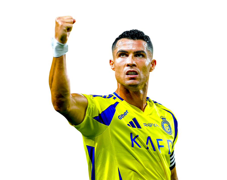 Cristiano Ronaldo with Fist Pump in Yellow Al-Nassr Jersey Render PNG