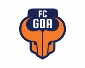 The FC Goa logo, featuring the stylized, inverted silhouette of two orange bison horns on a dark navy blue shield, with FC GOA written above, symbolizing the club's brave spirit.