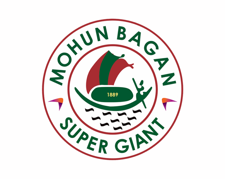The Mohun Bagan Super Giant logo, an emblem within a red and white circle depicting a traditional boat (Gharial) with red and green sails, with MOHUN BAGAN above and SUPER GIANT below.