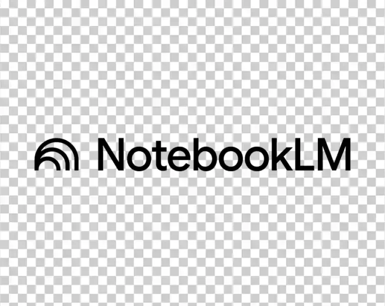 The logo featuring a black icon of overlapping arch shapes on the left, and the text "NotebookLM" in a simple typeface on the right.