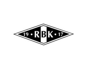 Rosenborg BK (RBK) Football Club Logo, Black and White Horizontal Diamond/Lozenge Shape, Featuring "RBK" Letters in the Center and the Establishment Year "1917" on the Sides.