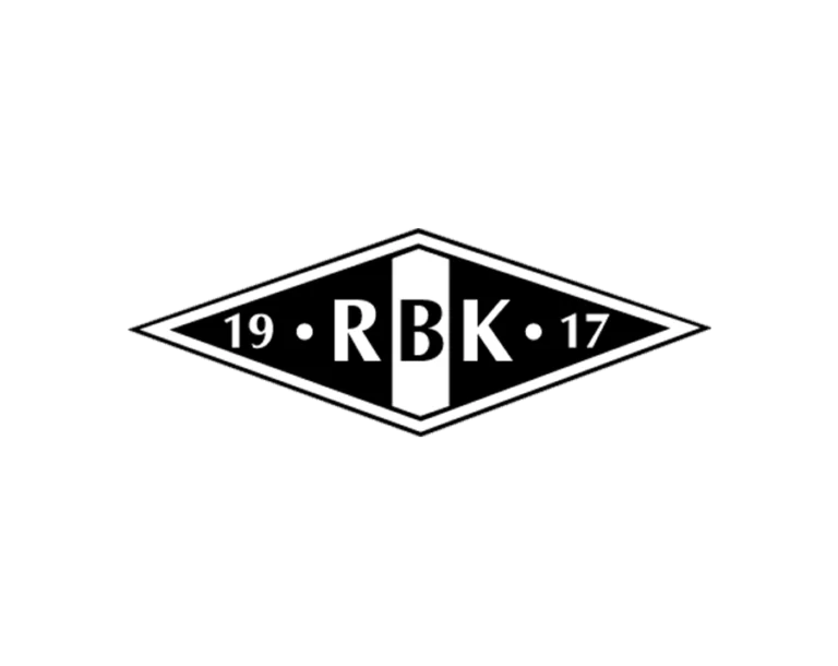 Rosenborg BK (RBK) Football Club Logo, Black and White Horizontal Diamond/Lozenge Shape, Featuring "RBK" Letters in the Center and the Establishment Year "1917" on the Sides.
