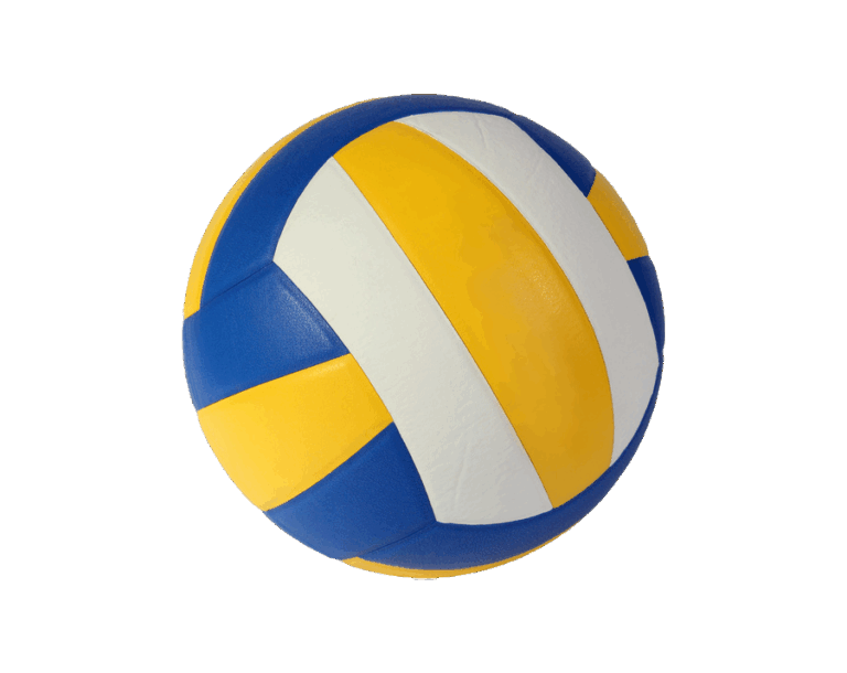 Blue, yellow, and white regulation-sized volleyball
