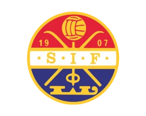 Strømsgodset Toppfotball logo, a circular emblem in red, white, blue, and yellow with a football, S.I.F. initials, crossed ski poles, and the year 1907.