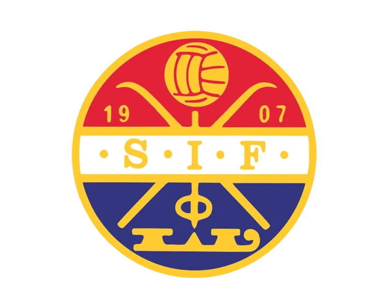 Strømsgodset Toppfotball logo, a circular emblem in red, white, blue, and yellow with a football, S.I.F. initials, crossed ski poles, and the year 1907.