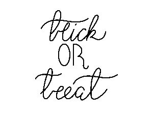 "Trick or Treat" in fine white cursive lettering on a transparent background. Minimalist, high-resolution Halloween-themed typography PNG.