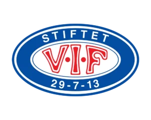 Vålerenga Fotball (VIF) Sports Club Logo, Featuring Thick Red "V-I-F" Letters in the Center, Enclosed by a White and Red Ellipse within a Blue Ellipse Frame, with "STIFTET" at the Top and Establishment Date "29-7-13" at the Bottom.