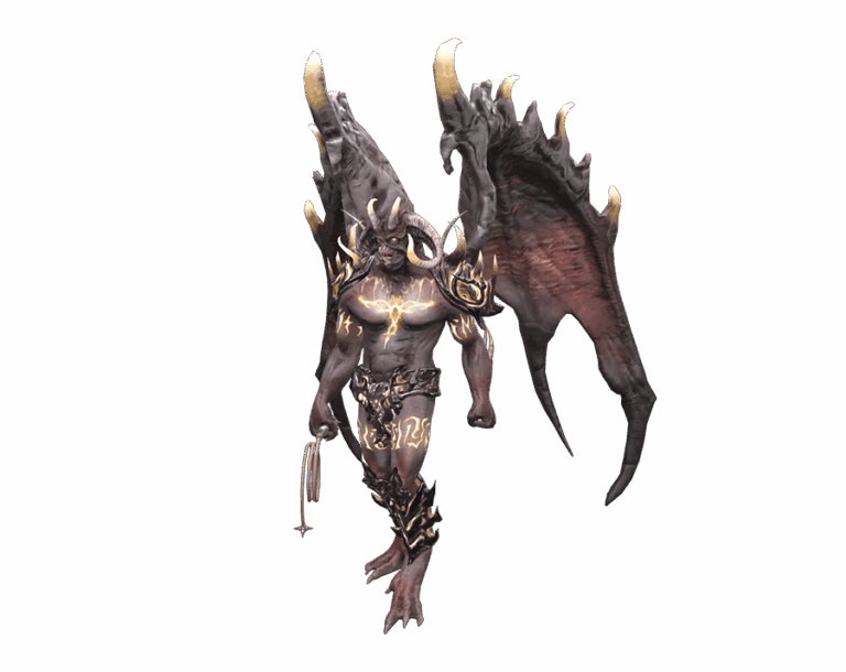 Archdemon Monster with Wings, Horns, and Whip from Rise Online Game Render PNG