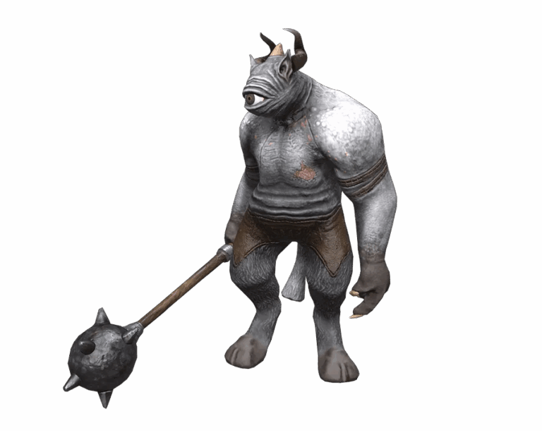 Cyclops One-Eyed Giant Monster with Mace from Rise Online Game Render PNG