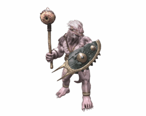 Lizardman Monster with Shield and Mace from Rise Online Game Render PNG