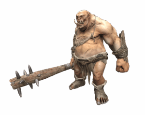 Ogre Monster with Spiked Club Weapon from Rise Online Game Render PNG