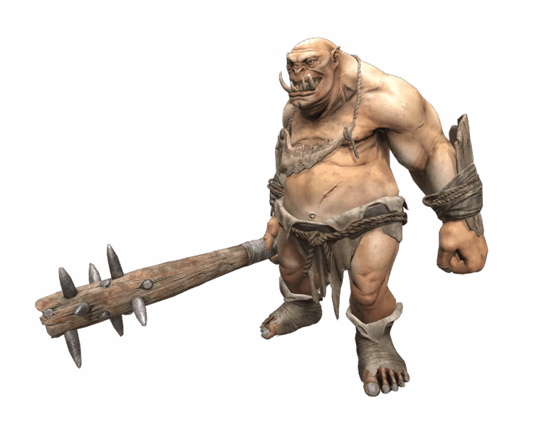 Ogre Monster with Spiked Club Weapon from Rise Online Game Render PNG