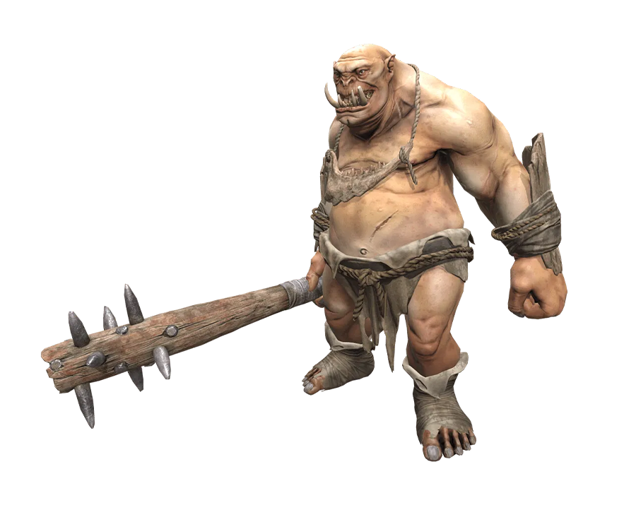 Ogre Monster with Spiked Club Weapon from Rise Online Game Render PNG