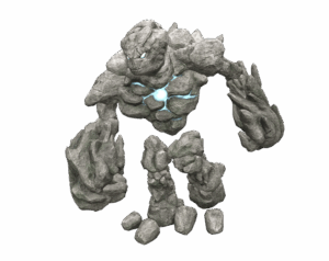 Poisonous Rock Golem Monster with Glowing Chest from Rise Online Game Render PNG