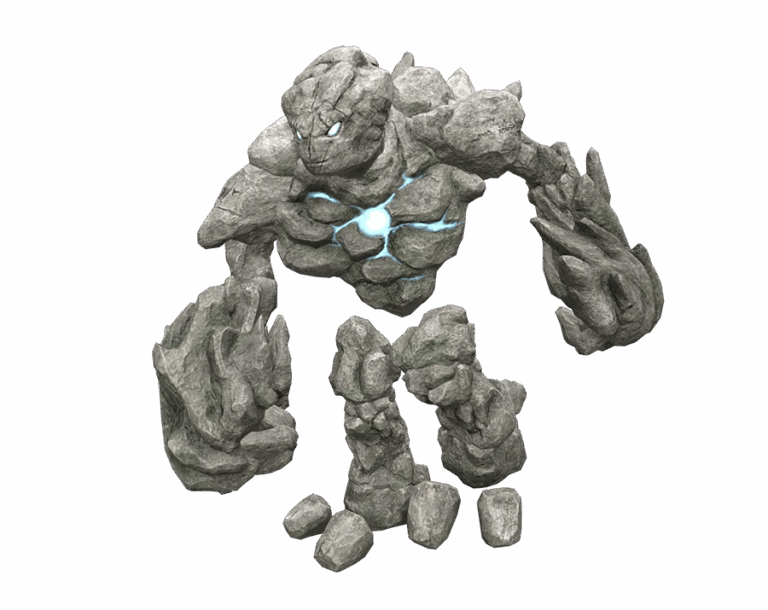 Poisonous Rock Golem Monster with Glowing Chest from Rise Online Game Render PNG