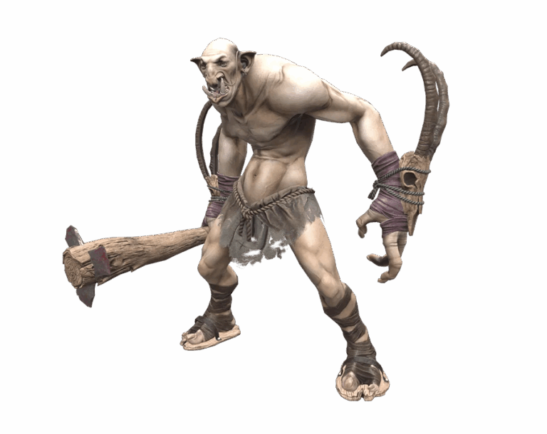 Troll Monster with Wooden Club from Rise Online Game Render PNG