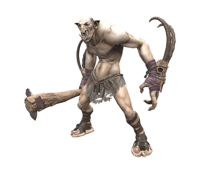 Troll Monster with Wooden Club from Rise Online Game Render PNG