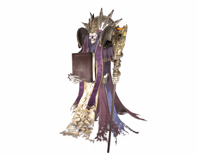 Undead King Skeleton Monster with Staff from Rise Online Game Render PNG