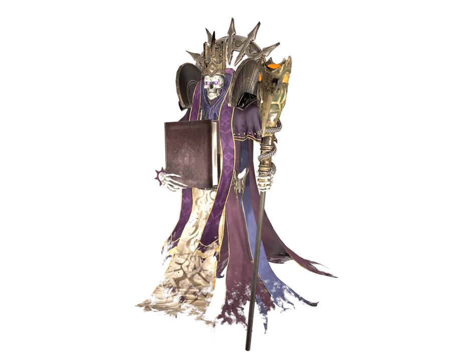 Undead King Skeleton Monster with Staff from Rise Online Game Render PNG