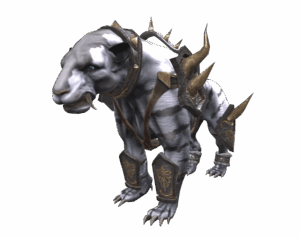 Armored White Smilodon Saber-Tooth Tiger from Rise Online Game Render PNG