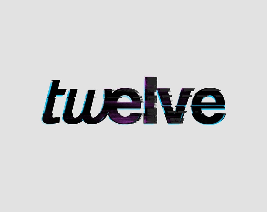Modern digital glitch text effect with purple and cyan distortions on a clean background.