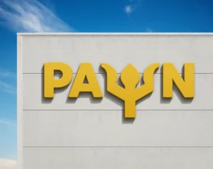 Realistic building facade logo mockup