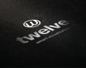 Photorealistic silver logo mockup on dark textured paper background