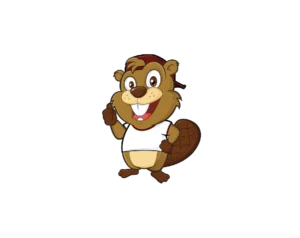 Cartoon beaver character giving thumbs up wearing maroon cap transparent PNG