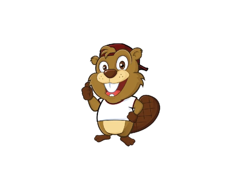 Cartoon beaver character giving thumbs up wearing maroon cap transparent PNG