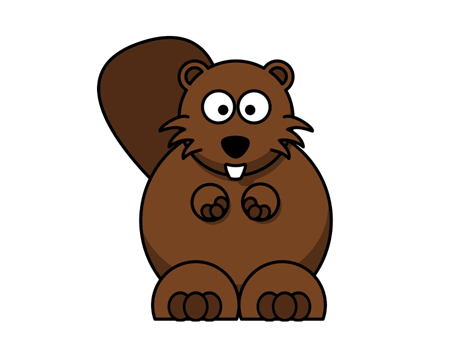 Minimalist brown beaver illustration transparent PNG WebP clipart