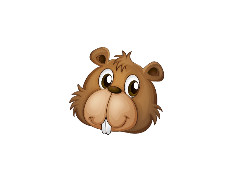 Cute beaver head illustration transparent PNG WebP icon