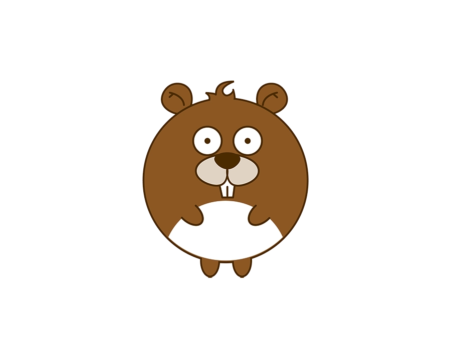 Round minimalist beaver illustration transparent PNG WebP icon