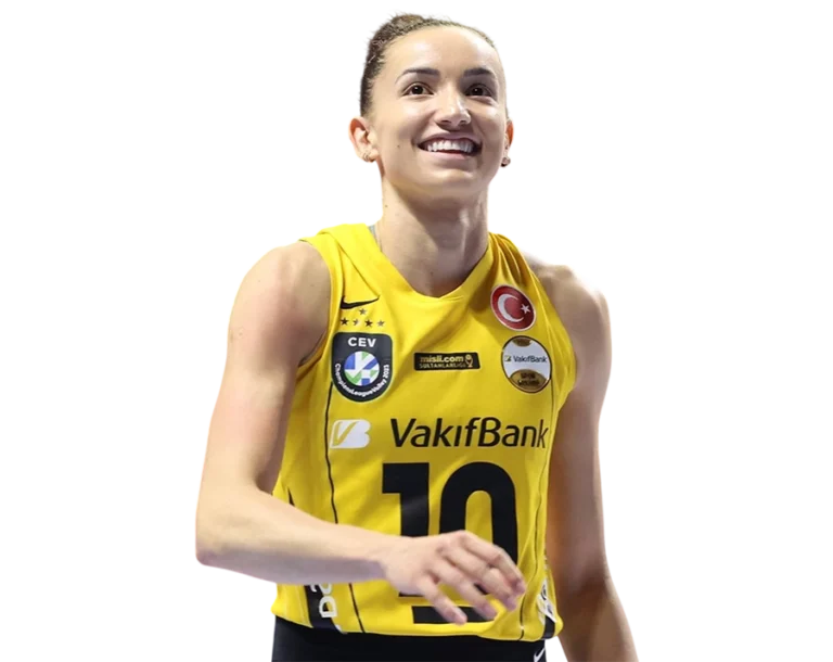 Gabriela Guimarães smiling in VakıfBank volleyball jersey.