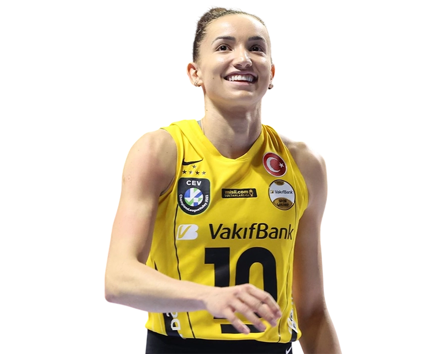Gabriela Guimarães smiling in VakıfBank volleyball jersey.