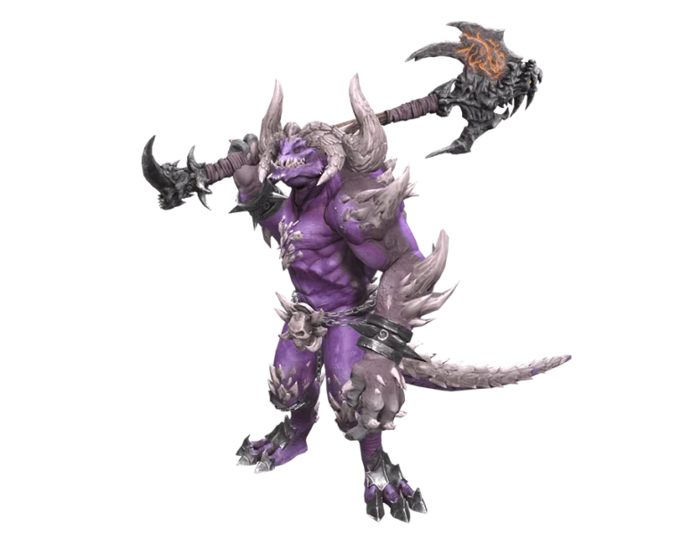 Rise Online Minotaur monster purple creature with massive axe transparent PNG