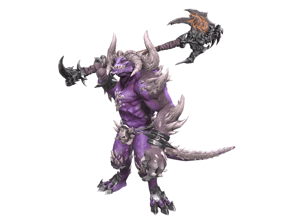 Rise Online Minotaur monster purple creature with massive axe transparent PNG