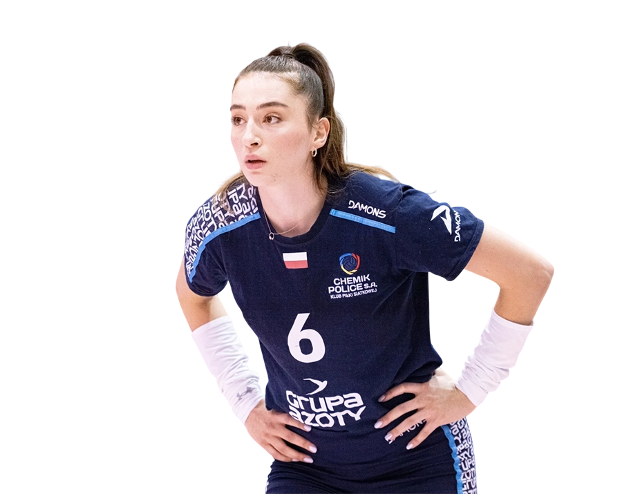 Saliha Sahin Chemik Police volleyball blue jersey focused pose transparent PNG